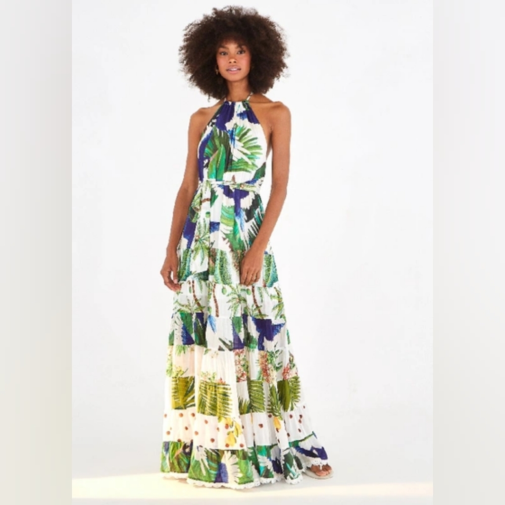 NWT Farm Rio Mixed Palm Maxi Dress - L - Picture 2 of 3